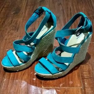 💙Gorgeous Women's Blue Suede Wedge Heels